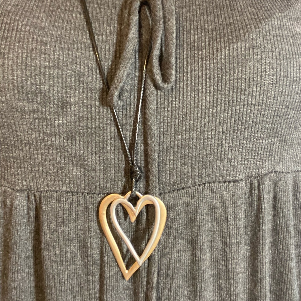 Double Heart Hipster Long Necklace
